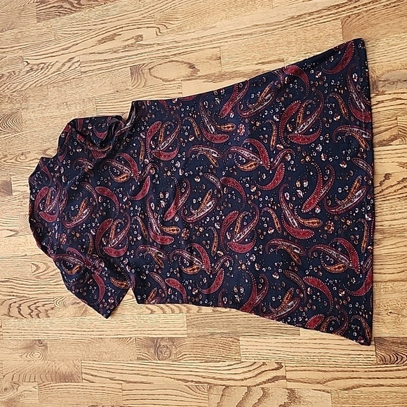 (XL) Papillon Paisley Print Cowl Neck Sweater Dress with Pockets Cozy Seasonal - Picture 6 of 7